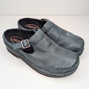 Klogs blue leather clogs mules slip on buckle strap women's size 9.5